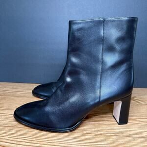 Reformation Black Leather Gillian Heeled Ankle Boots Womens 10.5
